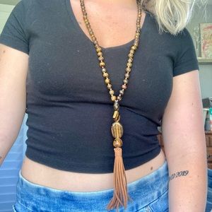 Chico’s Long brown beaded necklace NWT